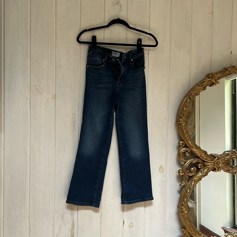 Super high rise flare crop jeans